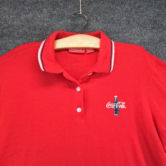 Coca-Cola Mens Uniform Crew Polo Shirt Red Plus Size 26W/28W Short Sleeve - Picture 3 of 13